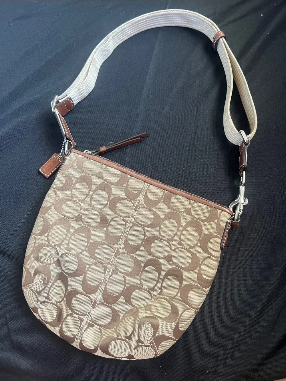Coach Signature Canvas Crossbody in Beige and Brown